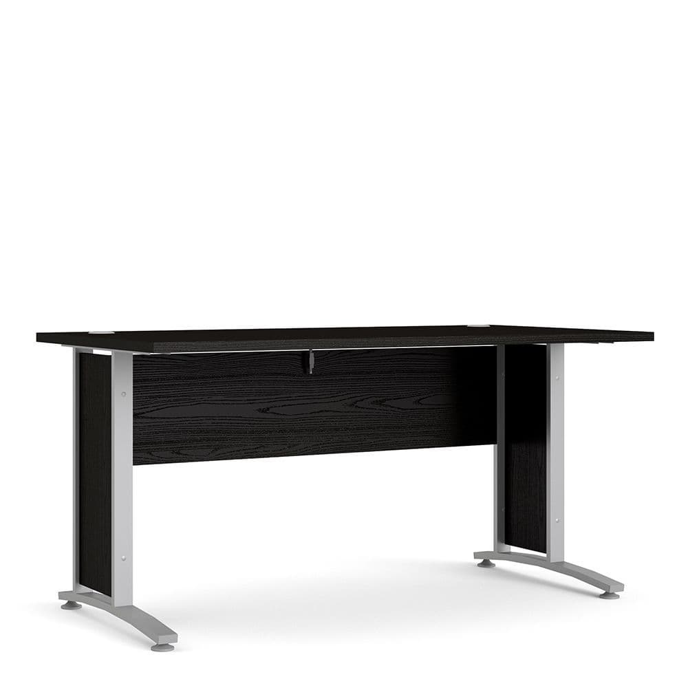 Business Pro Desk 150 cm in Black woodgrain with Silver grey steel legs